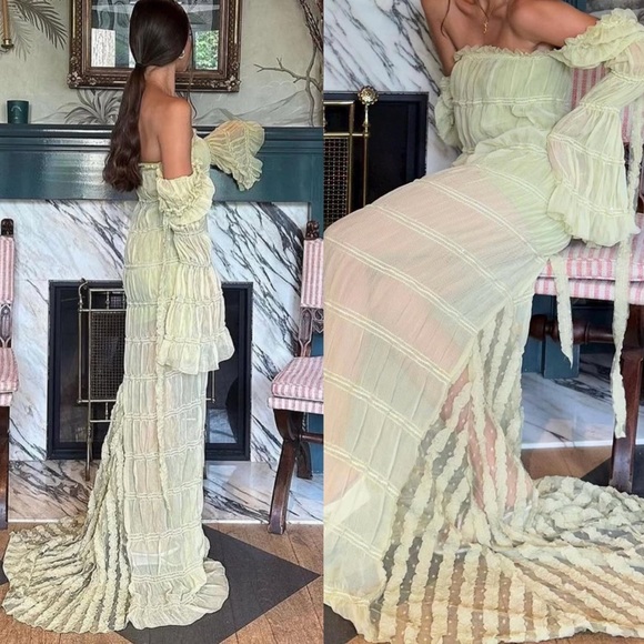 SIEDRES Denis Maxi Dress in Light Green Size 36 (Small) - Picture 2 of 15